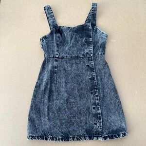 H&M Divided Denim Dress Womens Small Black Acid Wash Casual Mini Button Front